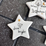 Ceramic Slim Sentiment Star Tokens - various quotes