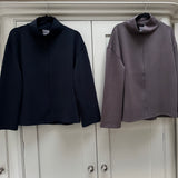 Luxe Jersey Funnel Neck Sweatshirt - Navy