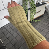 Fingerless Long Cable Knit Glove - Artichoke