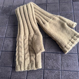 Fingerless Long Cable Knit Glove - Artichoke