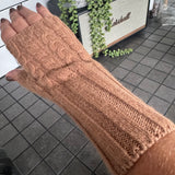 Fingerless Long Cable Knit Glove - Mocha Mousse