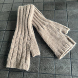 Cable Knit Hat with Faux Fur bobble - Linen & Mocha