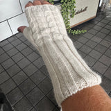 Fingerless Long Cable Knit Glove - Linen