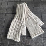 Fingerless Long Cable Knit Glove - Linen