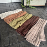 Fingerless Long Cable Knit Glove - Mocha Mousse