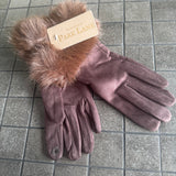 Faux Fur Quality Gloves - Cocoa