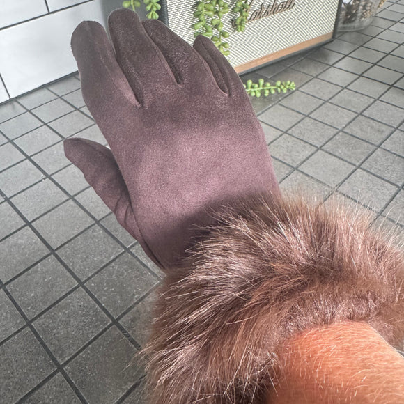 Faux Fur Quality Gloves - Cocoa