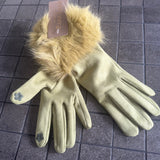 Faux Fur Quality Gloves - Artichoke