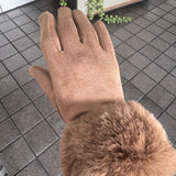 Faux Fur Quality Gloves - Mocha Mousse