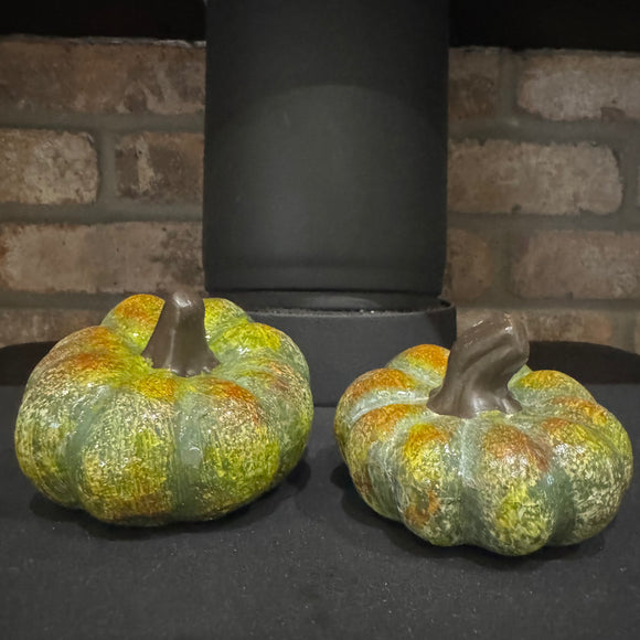Green Wonky Ceramic Pumpkins - 2 sizes