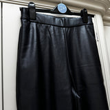 Chalk - Kelly Pleather Barrel Trouser - Dark Navy