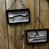 Halloween Broomstick Hanging Sign - 'Broom Parking..'