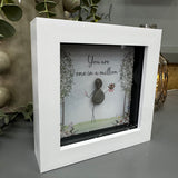 Mini Glitter Framed Pebble Art - 'No Words just Hugs'