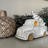 Ceramic LED Christmas Car carrying a tree - 3 sizes