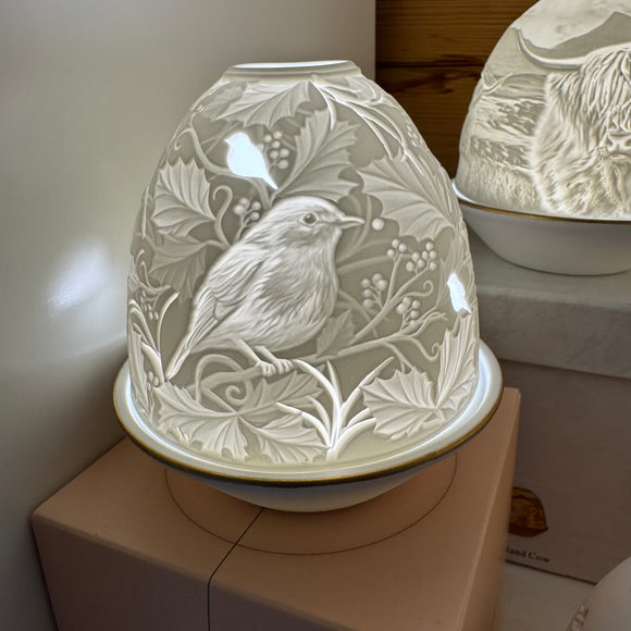 Light Glow - Home; supply the best designs & the highest quality products
White Ceramic Lithophane Oval Dome H10.6cm T-Light Candle Holder 
Design - Robins