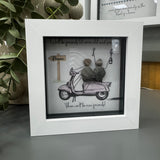 Pebble Art by La De Da Living&nbsp;

Award winning keepsake gifts - Handmade in the Cotswolds&nbsp;

Mini Framed Pebble Art - White block square frame 12.5cm
'We'll be friends til we're old and senile... Then we'll be new friends!'