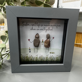 Pebble Art by La De Da Living&nbsp;

Award winning keepsake gifts - Handmade in the Cotswolds&nbsp;

Mini Framed Pebble Art - Grey block square frame 12.5cm
'Sister...isn't life so much more fun when we are together!'