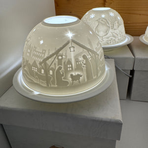 Light Glow - Home; supply the best designs &amp; the highest quality products
White Ceramic&nbsp;Lithophane Dome H8cm T-Light Candle Holder&nbsp;
Design - Nativity Scene