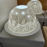 Light Glow - Home; supply the best designs &amp; the highest quality products
White Ceramic&nbsp;Lithophane Dome H8cm T-Light Candle Holder&nbsp;
Design - Robin