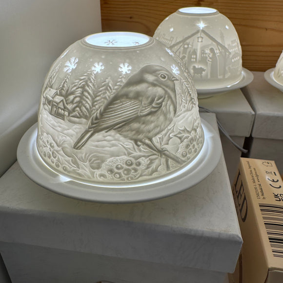 Light Glow - Home; supply the best designs & the highest quality products
White Ceramic Lithophane Dome H8cm T-Light Candle Holder 
Design - Robin