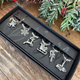 Christmas Gift - Box of 6 Silver Metal Wine Charms