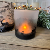 Glass Woodland Deer Design Candle Holders - 3 sizes