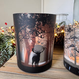 Glass Woodland Deer Design Candle Holders - 3 sizes