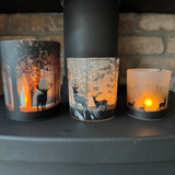 Glass Woodland Deer Design Candle Holders - 3 sizes