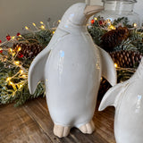 Christmas Ceramic Neutral Stone Penguins - 2 sizes