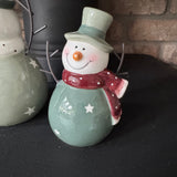 Christmas Ceramic Green Snowmen with Top hat - 2 sizes