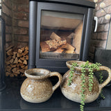 Agnes Stoneware rustic ceramic Jugs, reactive glaze in browns &amp; stone tones with drip effect and textured base
Available in 2 sizes - Small 25cm &amp; Large 31cm