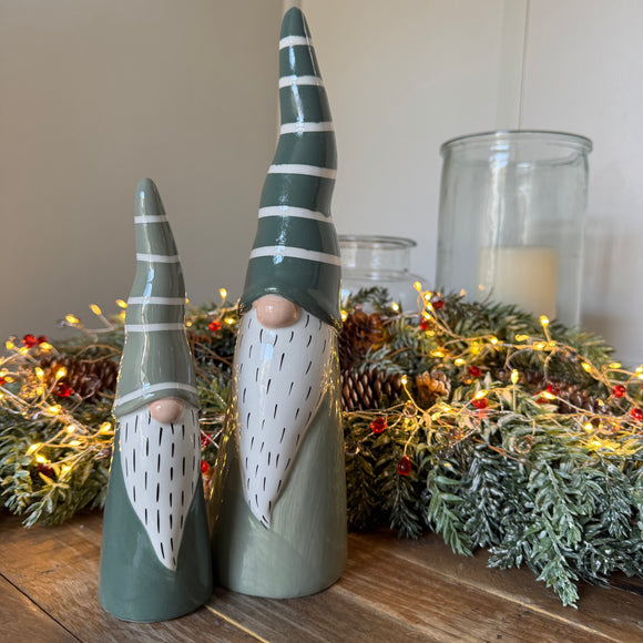 Christmas Ceramic Mid/Dark Green Glazed Santa ornaments
Available in 2 sizes - Small H19.9cm & Large H29.5cm 