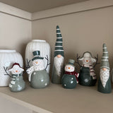 Christmas Ceramic Green Snowmen with Top hat - 2 sizes