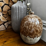 Two tone Stoneware Brown Vase H28.5cm