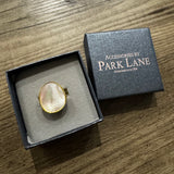 Gold plated Mother of Pearl slim adjustable Ring