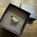 Gold plated Mother of Pearl slim adjustable Ring