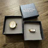Gold plated Mother of Pearl slim adjustable Ring
