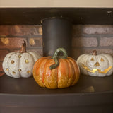 Ceramic Orange Pumpkin with long green stem