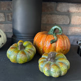 Green Wonky Ceramic Pumpkins - 2 sizes