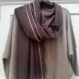 Accessories by Park Lane
Super soft plain lightweight wrap Scarf an elegant flowing layer..&nbsp;
Colour - Chocolate Fondant &amp; slim edging in a lighter tone