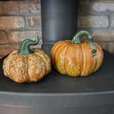 Ceramic Orange Pumpkin with long green stem