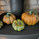 Ceramic Orange Pumpkin with long green stem