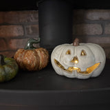 Neutral Ceramic Carved Pumpkin with LED light