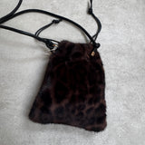 Faux fur leopard tone crossbody pouch bag