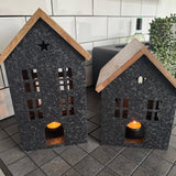 Black Metal House with Wooden Roof - 2 sizes