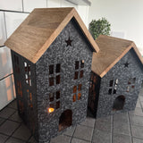 Black Metal House with Wooden Roof - 2 sizes