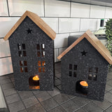 Black Metal House with Wooden Roof - 2 sizes