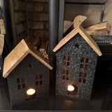 Black Metal House with Wooden Roof - 2 sizes