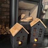 Black Metal House with Wooden Roof - 2 sizes