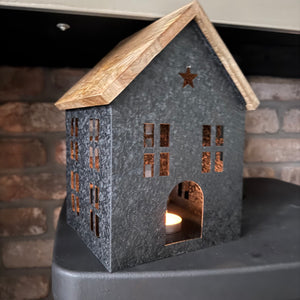 Black Metal House with Wooden Roof - 2 sizes
